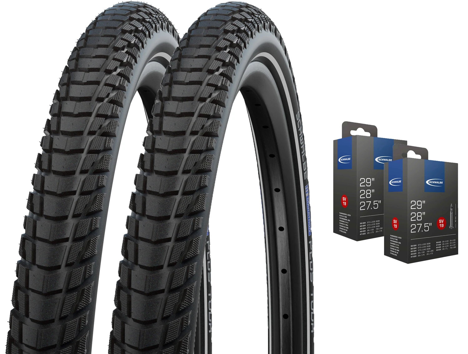 Schwalbe Marathon Plus 40-622 + Chambre à Air SV19 Set 3 Schwalbe Marathon Plus 40-622 + Chambre à Air SV19 Set
